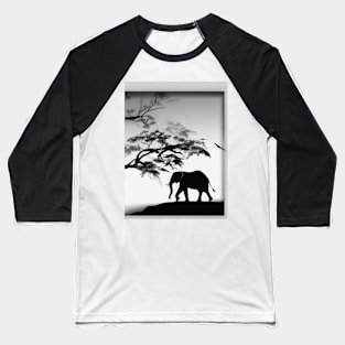 Elephant Shadow Silhouette Anime Style Collection No. 130 Baseball T-Shirt